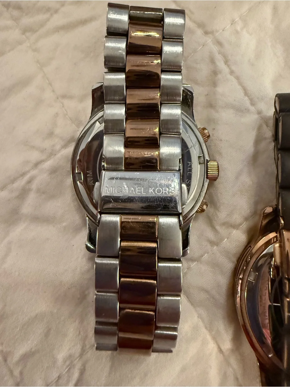 Michael Kors Silver and Rose Gold Two-Tone Chronograph Watches - Picture 7 of 7